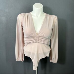 Stella Luce Mauve Mesh Sheer Long Sleeve Bodysuit L